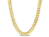 Yellow Plated Sterling Silver Curb Chain Necklace with Lobster Clasp (24 inches 10mm)